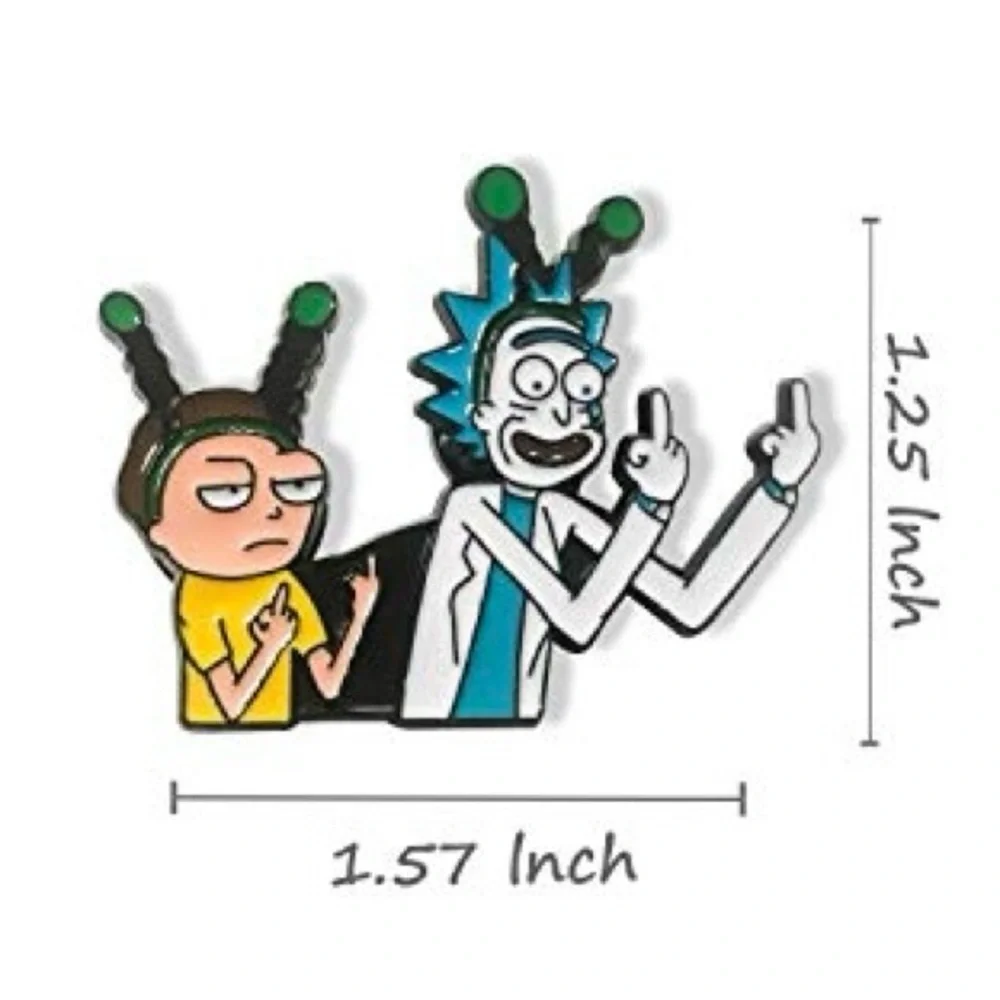 Funny Rick and Morty Pin Cartoon Geeky Weirdcore Sci-Fi Enamel Brooch - Picture 5 of 6